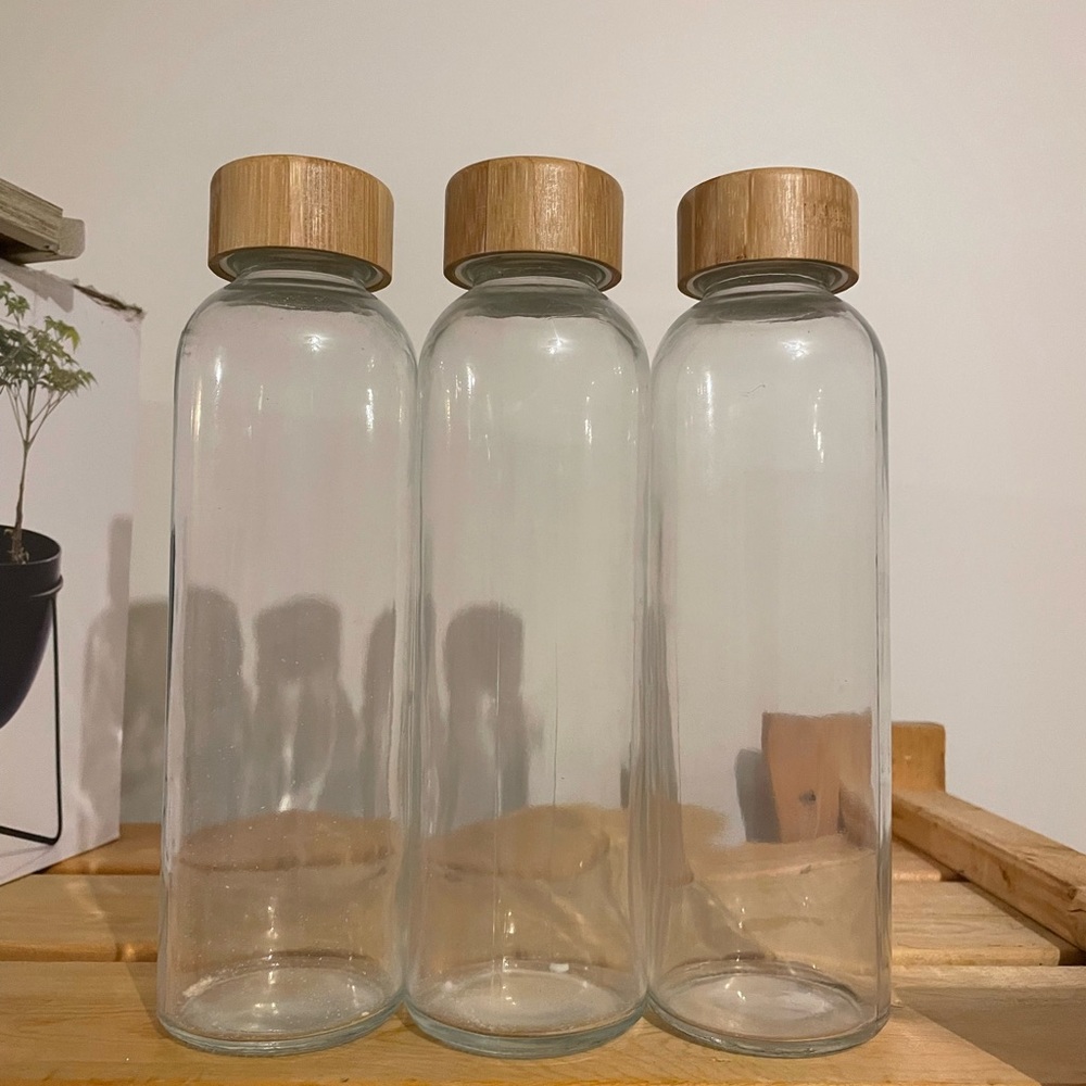 3 Glass Decor Jars with Wooden Top